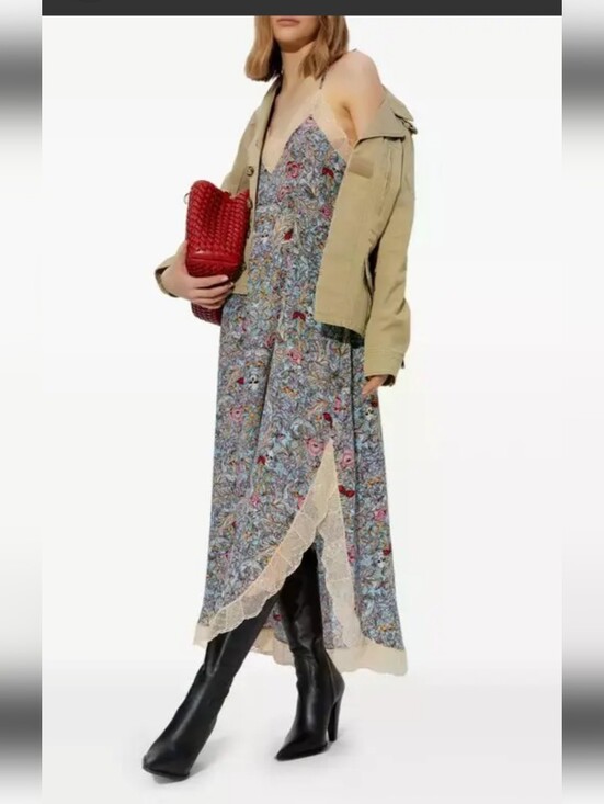 Zadig & Voltaire Dresses & Skirts - NWT Zadig & Voltaire Ristyl Printed Lace Trim Slip Maxi Dress Multi Color XS